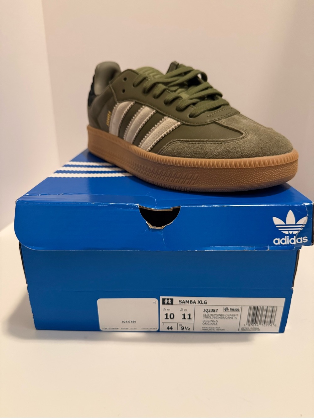 NWT adidas Samba XLG Olive Green Gum Sneakers Women’s 11 Men’s 10 JQ2387